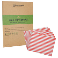 RW Base No PFAS Added Red and White Stripe Paper Food Wrap and Basket Liner - Greaseproof, Compostable - 15