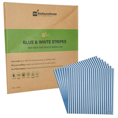 RW Base No PFAS Added Blue and White Stripe Paper Bakery Wrap and Basket Liner - Greaseproof - 12