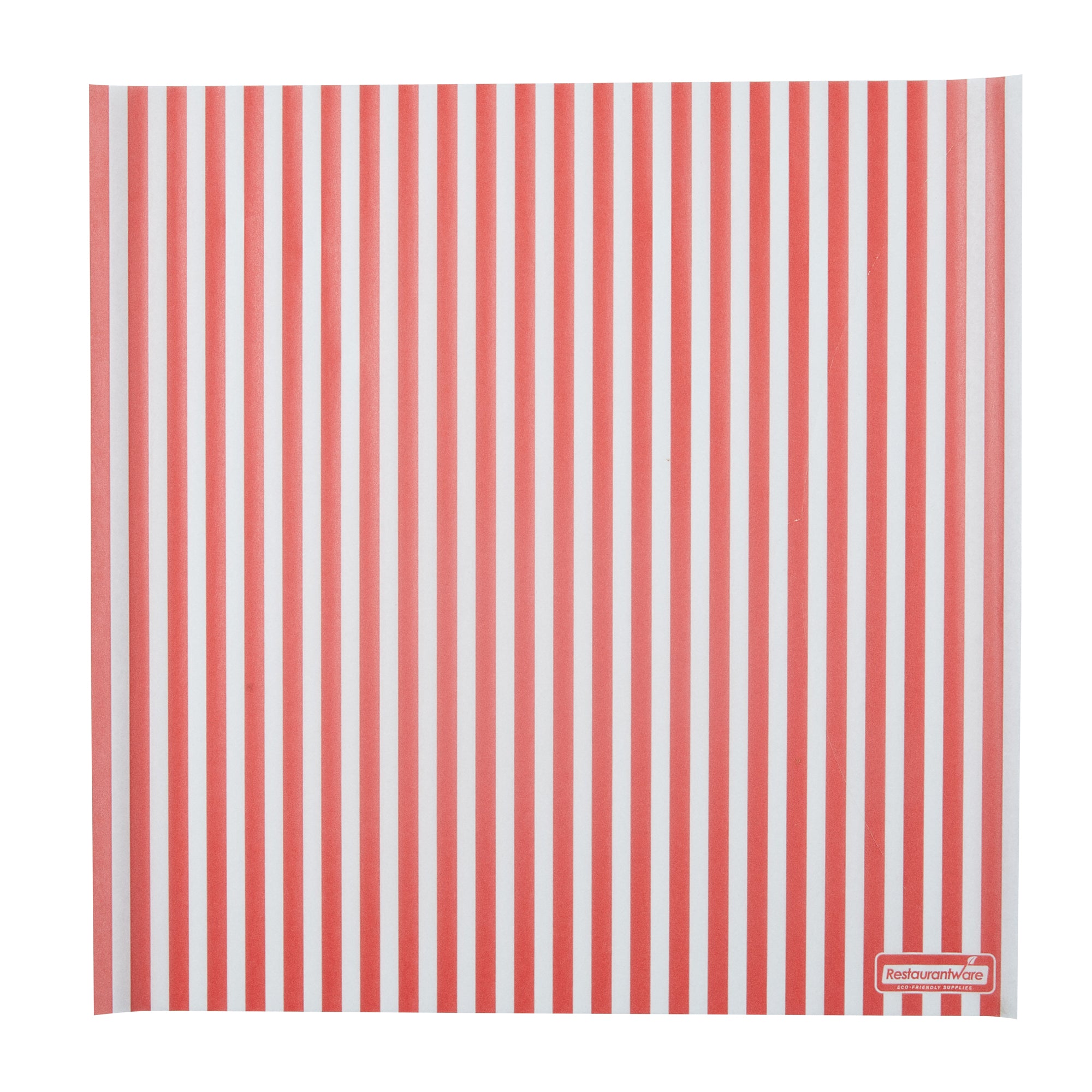 RW Base No PFAS Added Red and White Stripe Paper Bakery Wrap and Basket Liner - Greaseproof - 12" x 12" - 2000 count box