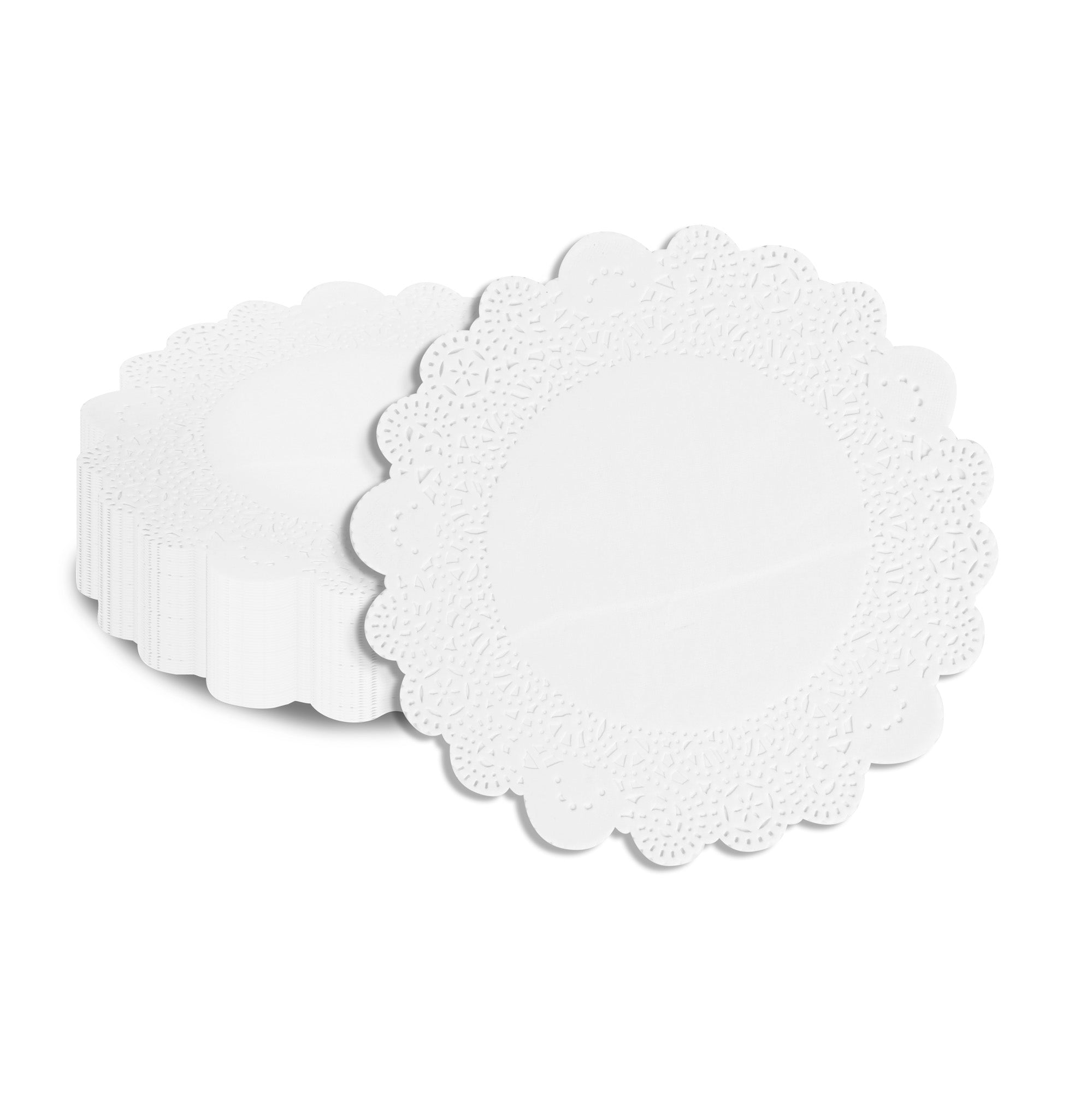 Pastry Tek Round White Paper Doilies - Lace - 8" x 8" - 4000 count box