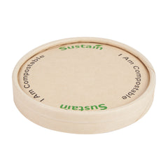 Sustain Round Bamboo Paper To Go Cup Lid - with PLA Lining, Fits 8 oz - 200 count box