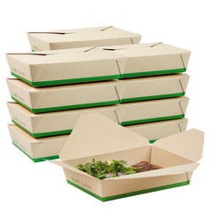 Sustain 49 oz Rectangle Bamboo Paper #2 Bio Box Take Out Container - with PLA Lining, Compostable - 8 1/2