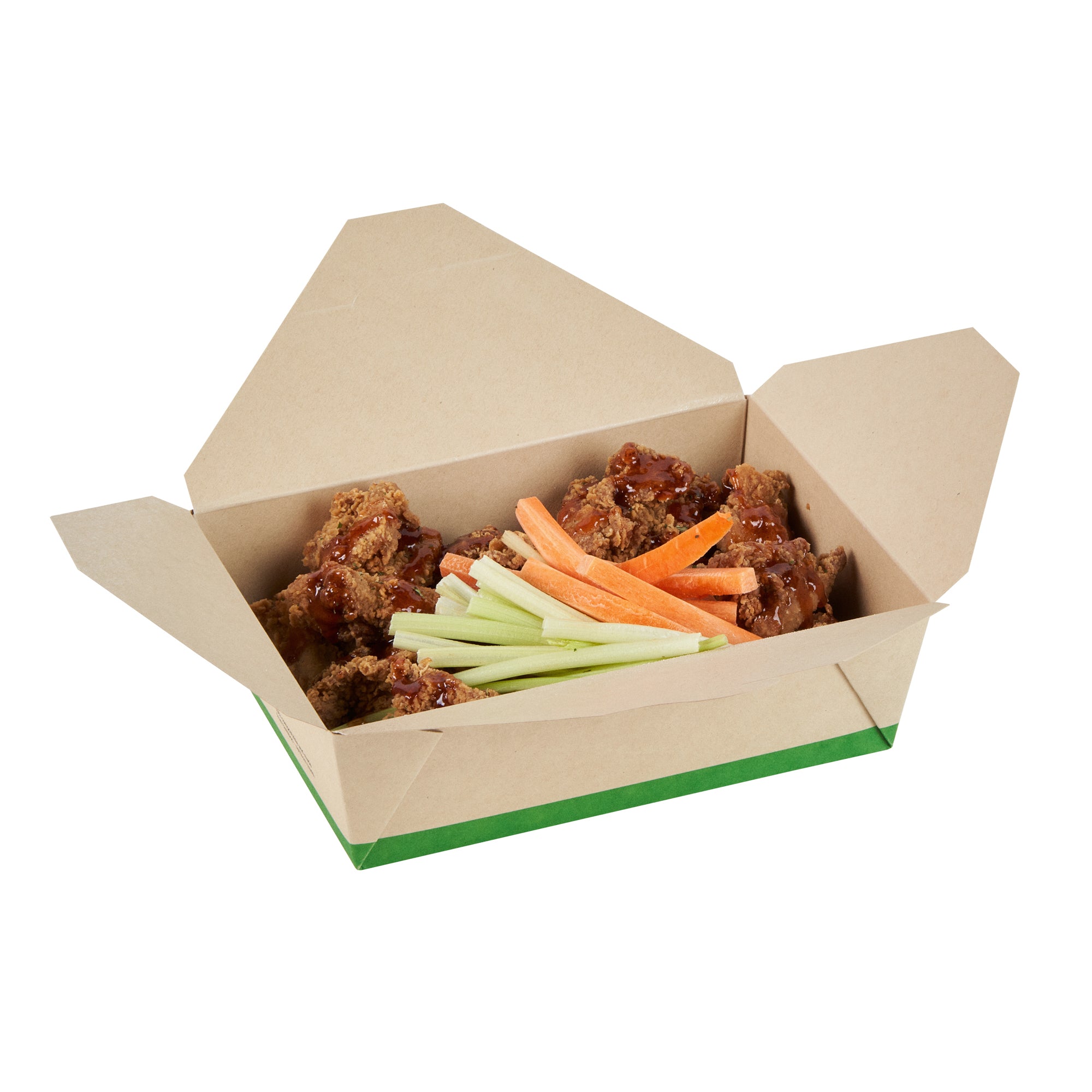 Sustain 71 oz Rectangle Bamboo Paper #3 Bio Box Take Out Container - with PLA Lining, Compostable - 8 1/2" x 6 1/4" x 2 1/2" - 200 count box