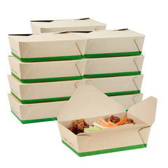 Sustain 71 oz Rectangle Bamboo Paper #3 Bio Box Take Out Container - with PLA Lining, Compostable - 8 1/2