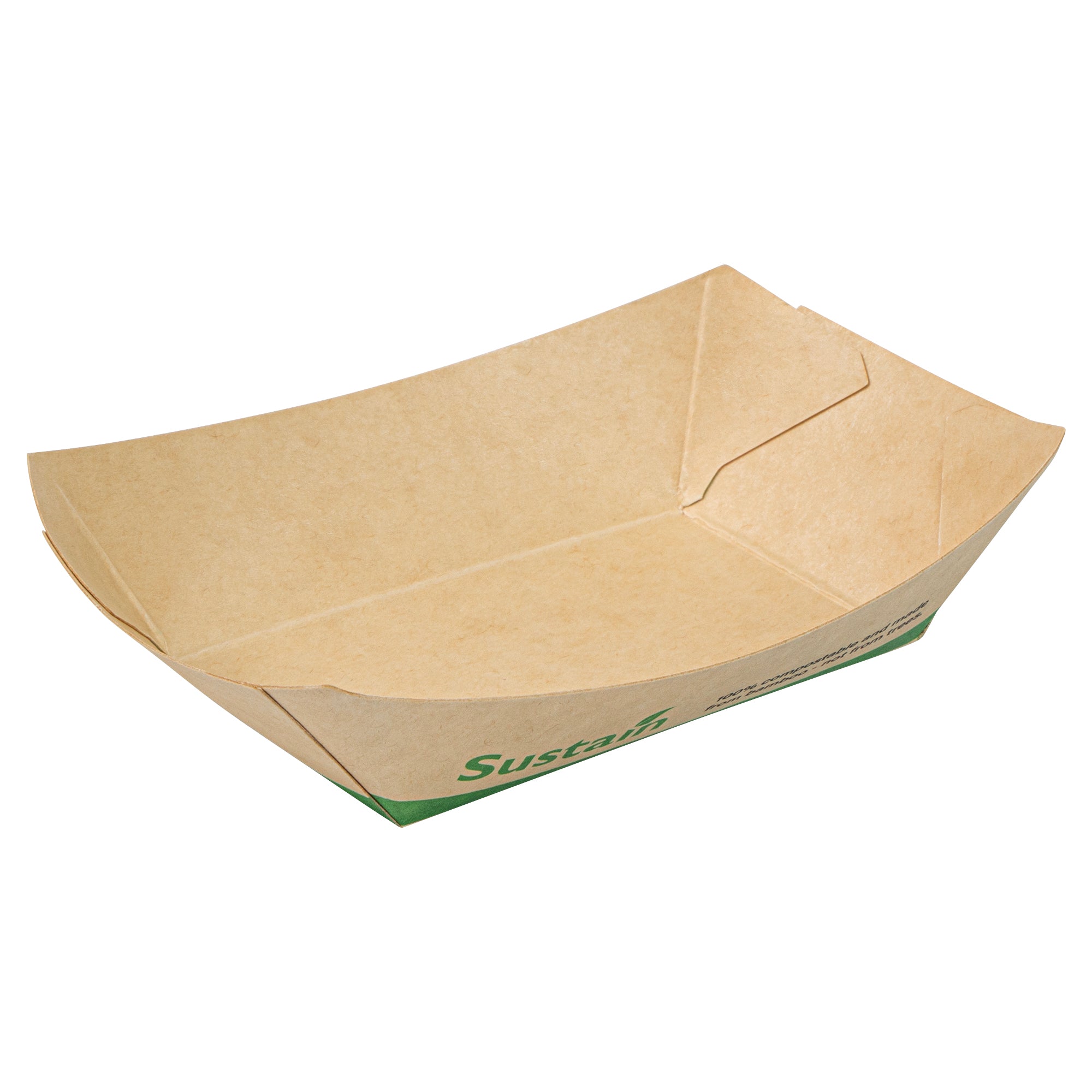 Sustain 4 oz Bamboo Paper # 25 Boat - with PLA Lining, Compostable - 3" x 2" x 1" - 400 count box