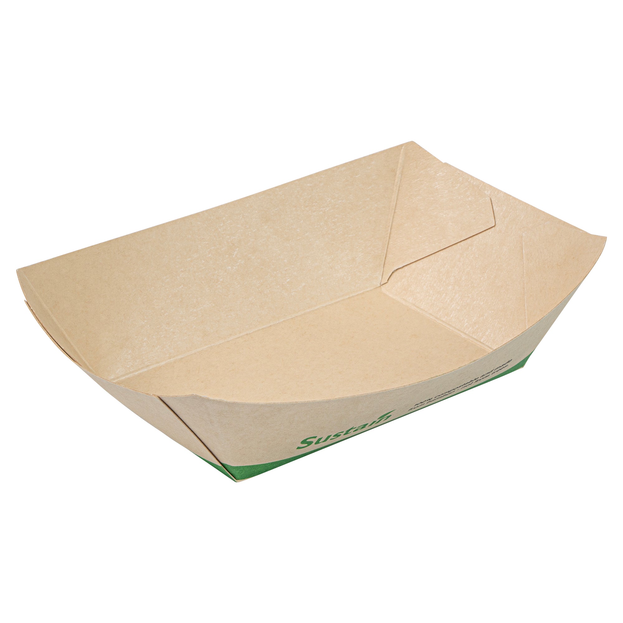 Sustain 1/2 lb Bamboo Paper #50 Boat - with PLA Lining, Compostable - 4 1/4" x 2 3/4" x 1 1/2" - 400 count box