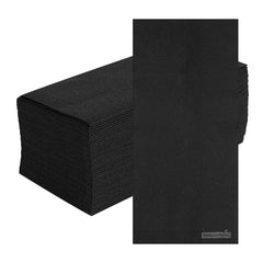 Luxenap Rectangle Black Paper Linen-Feel Guest Towel / Napkin - Air Laid - 15 3/4