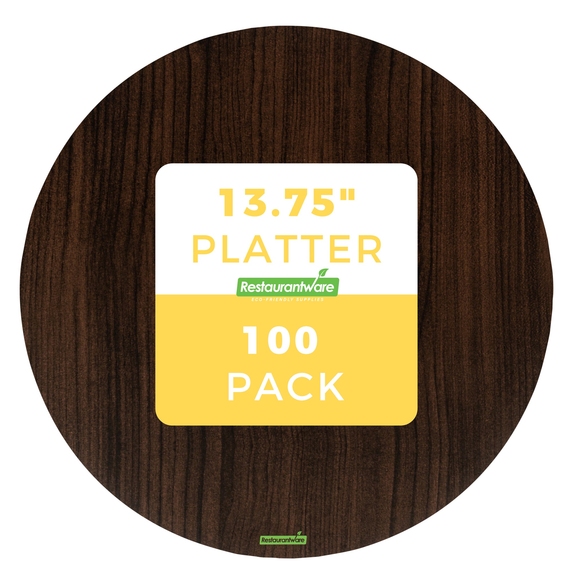 Cater Tek Round Dark Cardboard Cheese / Charcuterie Board - Faux Wood - 13 3/4" x 13 3/4" - 100 count box