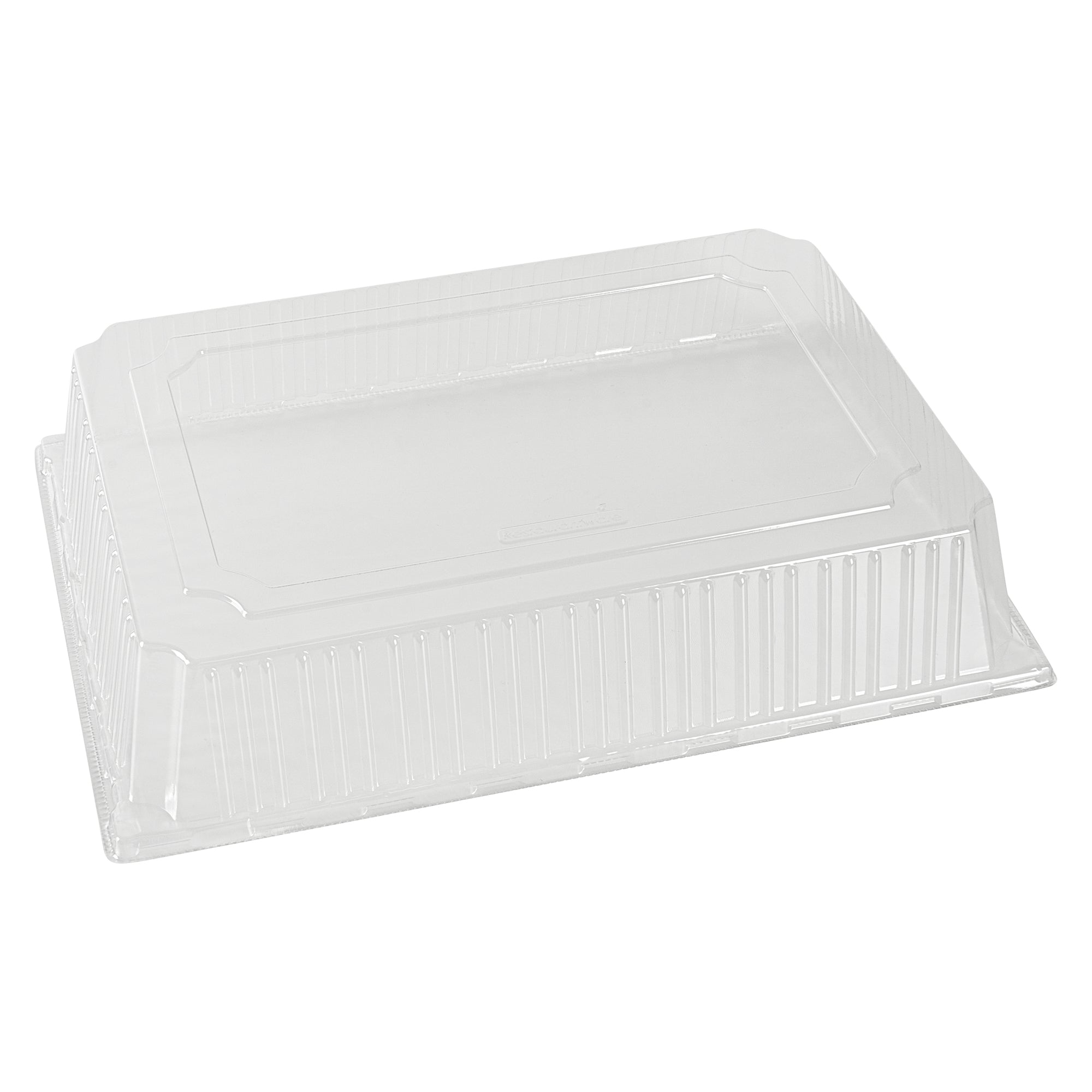 Taipei Rectangle Clear Plastic Lid - Fits 15 1/4" x 10 3/4" Poplar Plate - 100 count box