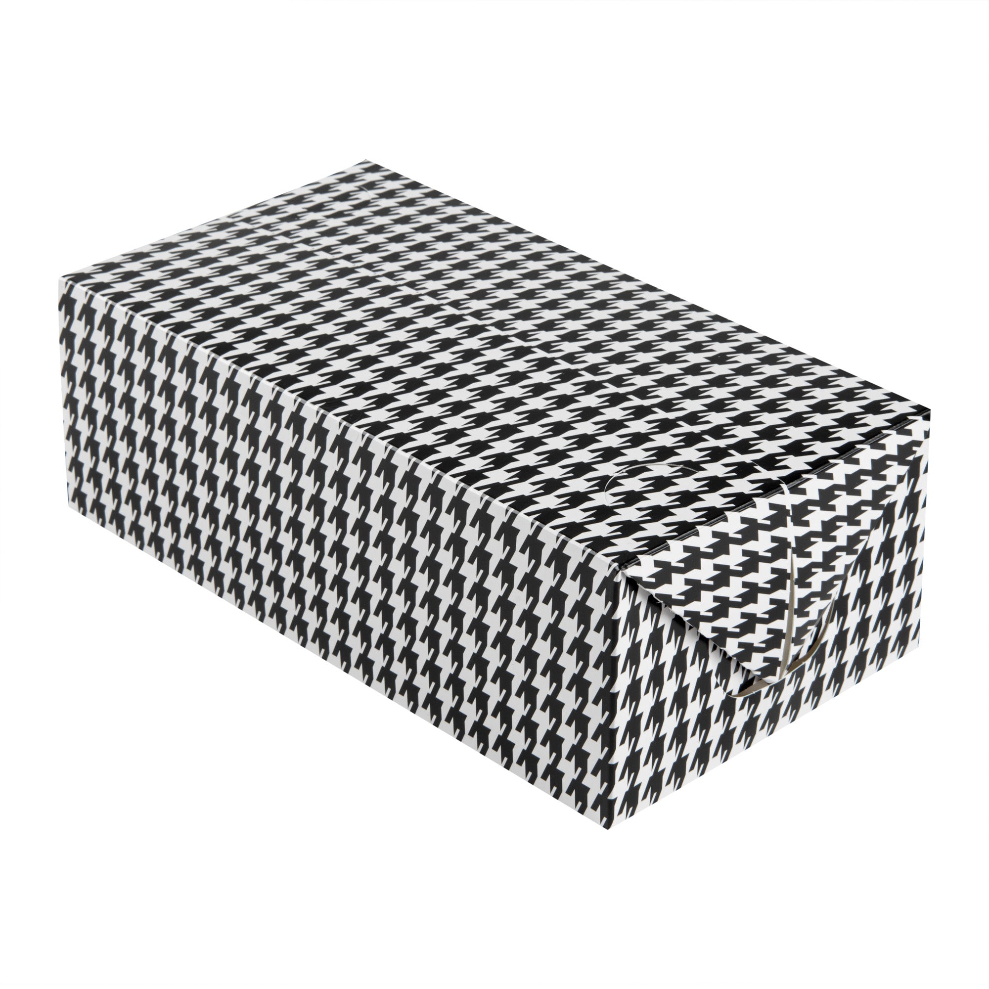 Bio Tek 71 oz Black Houndstooth Paper Lunch / Chicken Box - with Fast Top - 8 3/4" x 5" x 3" - 400 count box