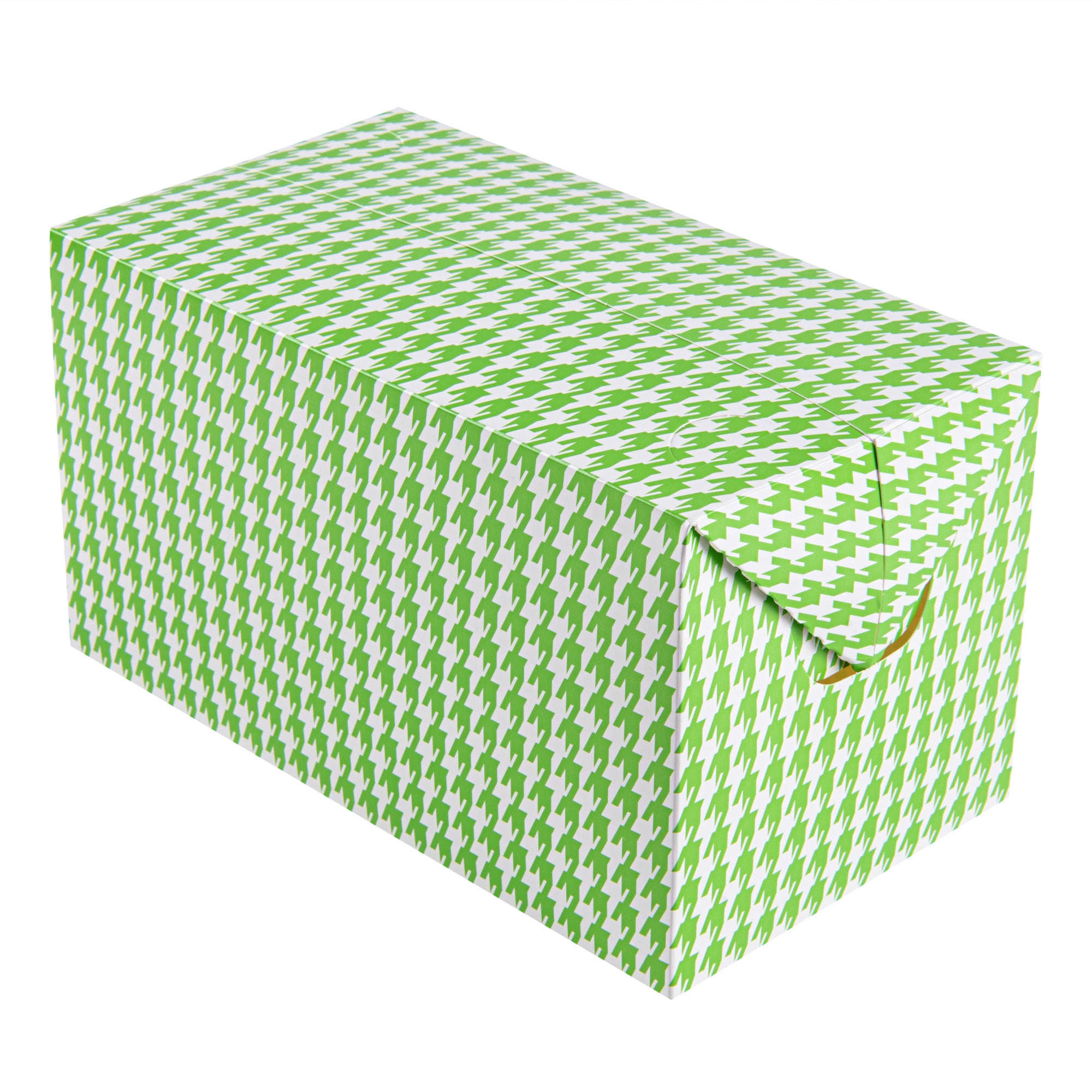 Bio Tek 80 oz Green Houndstooth Paper Lunch / Chicken Box - with Fast Top - 9" x 5" x 5" - 400 count box