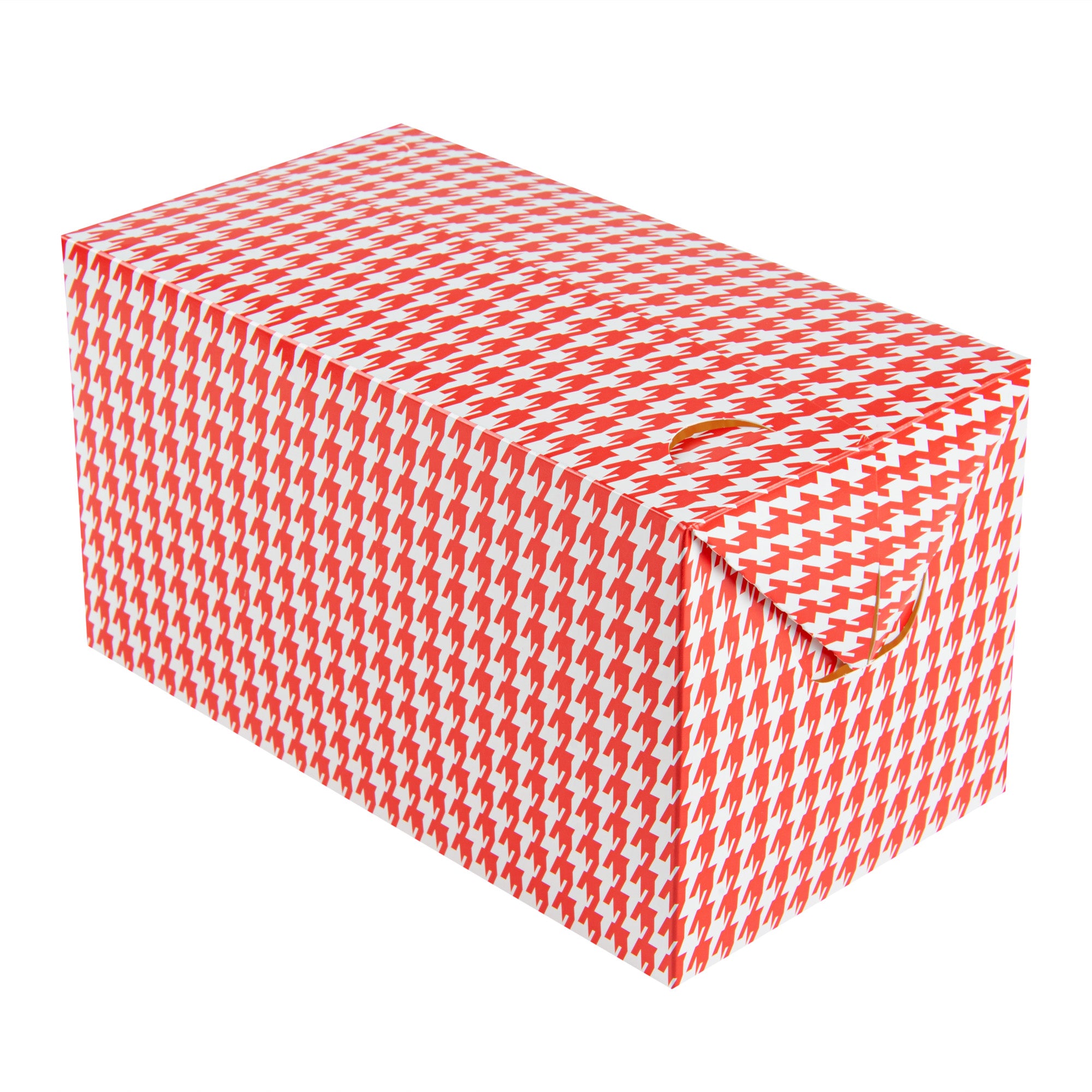 Bio Tek 80 oz Red Houndstooth Paper Lunch / Chicken Box - with Fast Top - 9" x 5" x 5" - 400 count box