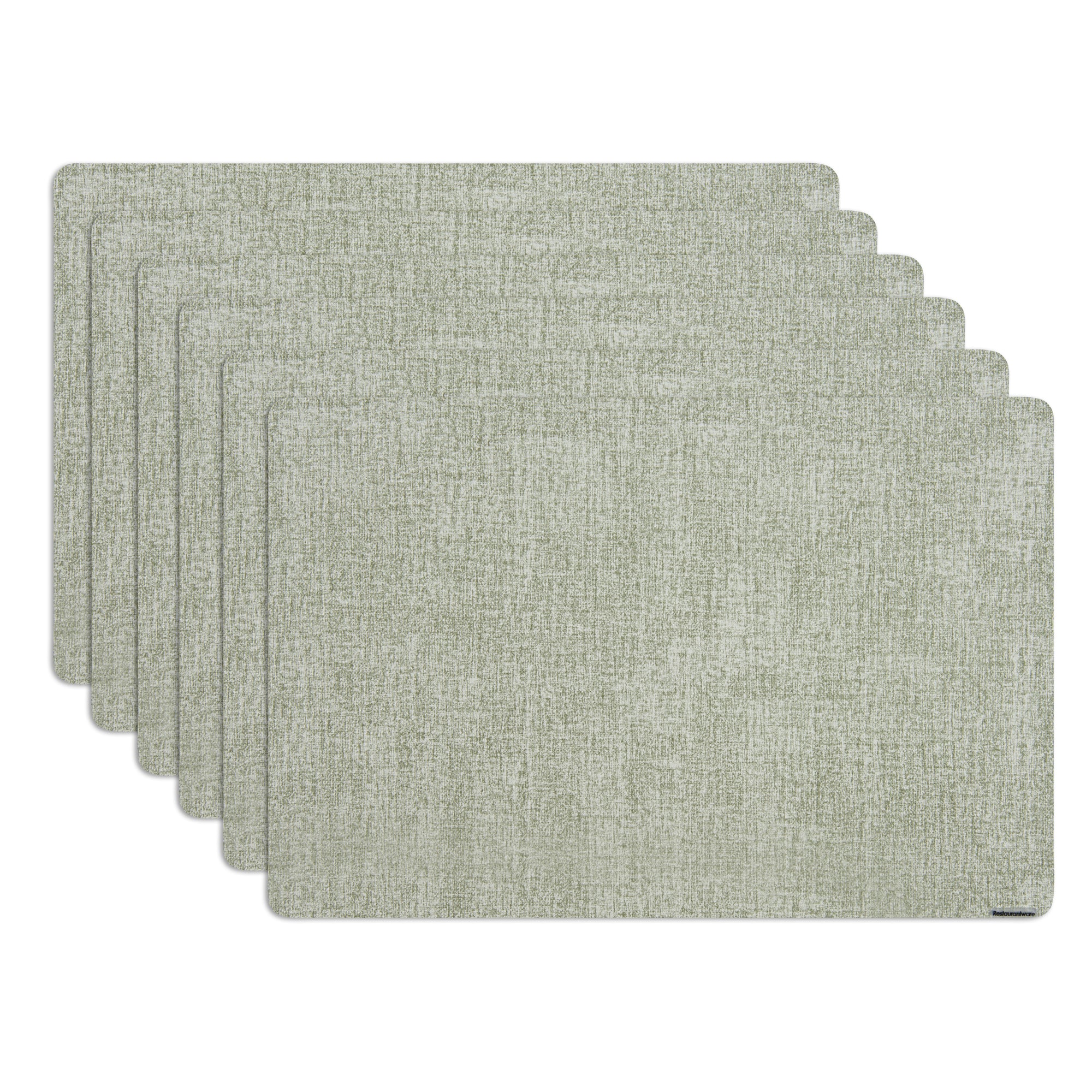 Denim Mesh Rectangle Green Vinyl Linen-Feel Placemat - 17 3/4" x 11 3/4" - 6 count box