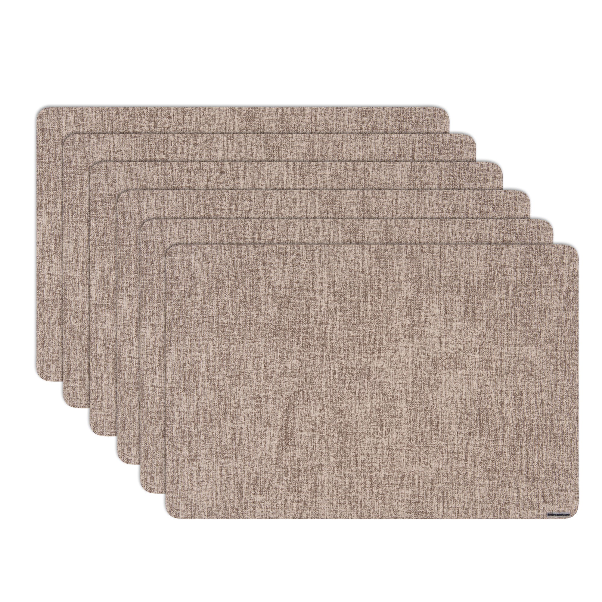 Denim Mesh Rectangle Beige Vinyl Linen-Feel Placemat - 17 3/4" x 11 3/4" - 6 count box