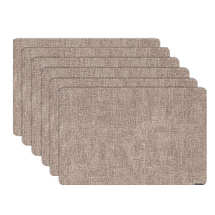 Denim Mesh Rectangle Beige Vinyl Linen-Feel Placemat - 17 3/4