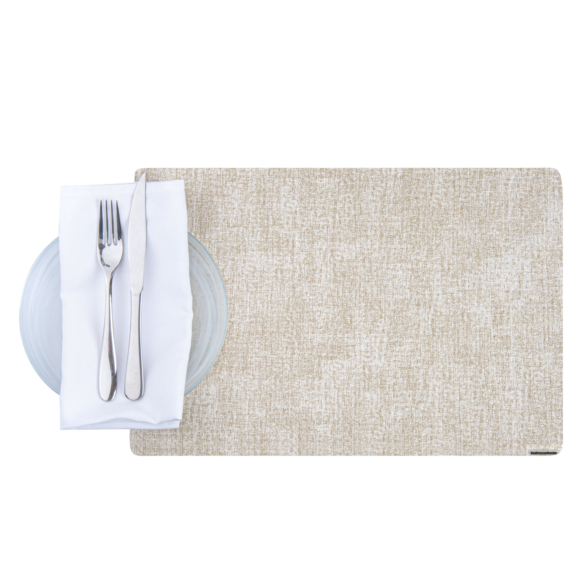 Denim Mesh Rectangle White Vinyl Linen-Feel Placemat - 17 3/4" x 11 3/4" - 6 count box