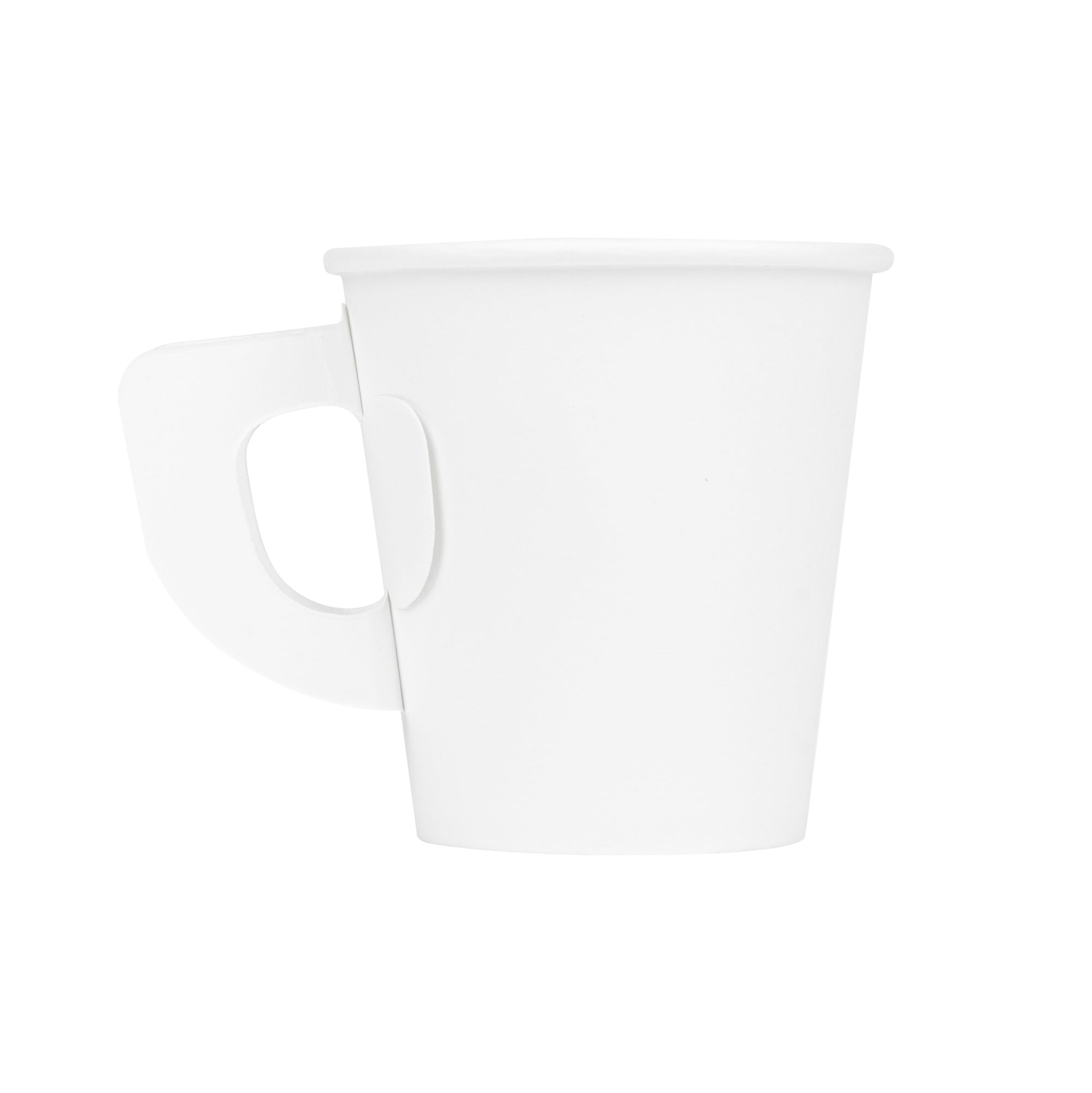 Restpresso 7 oz White Paper Coffee Cup - with Handle, Single Wall - 2 3/4" x 2 3/4" x 3" - 1000 count box