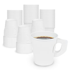 Restpresso 7 oz White Paper Coffee Cup - with Handle, Single Wall - 2 3/4