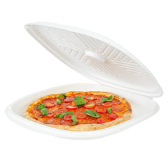 Pulp Safe No PFAS Added White Sugarcane / Bagasse Pizza Box - 13 3/4