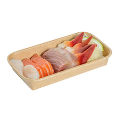 Matsuri Vision 6 oz Rectangle Kraft Paper Sushi Container - 6 1/4