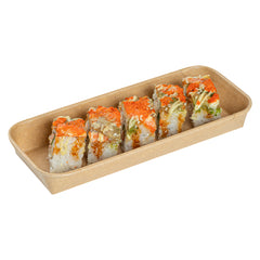 Matsuri Vision 10 oz Rectangle Kraft Paper Sushi Container - 8 3/4