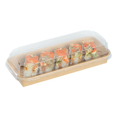 Matsuri Vision Clear PET Plastic Lid - Fits 10 oz Sushi Container, Anti-Fog - 100 count box