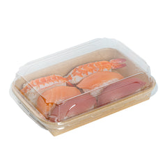 Matsuri Vision Clear PET Plastic Lid - Fits 8 oz Sushi Container, Anti-Fog - 100 count box