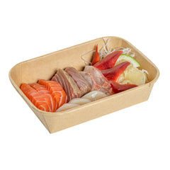 Matsuri Vision 17 oz Rectangle Kraft Paper Sushi Container - 6 1/2