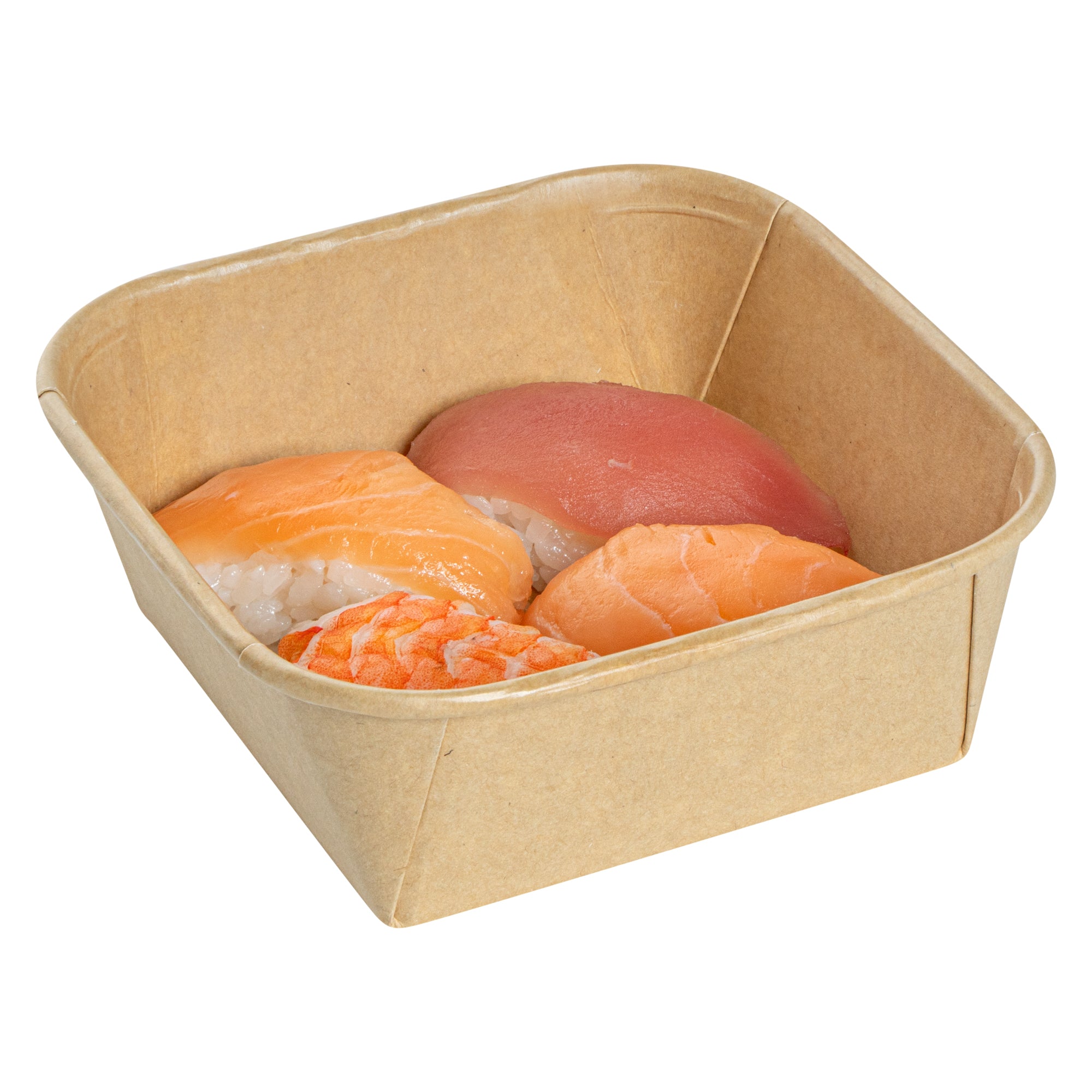 Matsuri Vision 17 oz Square Kraft Paper Sushi Container - 5" x 5" x 2" - 100 count box