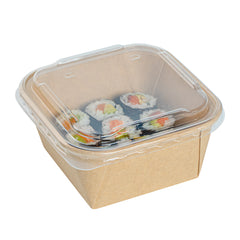 Matsuri Vision Clear PP Plastic Lid - Fits 17 and 22 oz Sushi Containers, Anti-Fog - 100 count box