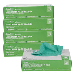 Clean Tek Professional Green Microfiber Rags In A Box - 11 3/4