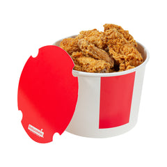 Bio Tek 64 oz Red and White Paper Chicken Bucket - with Lid - 25 count box