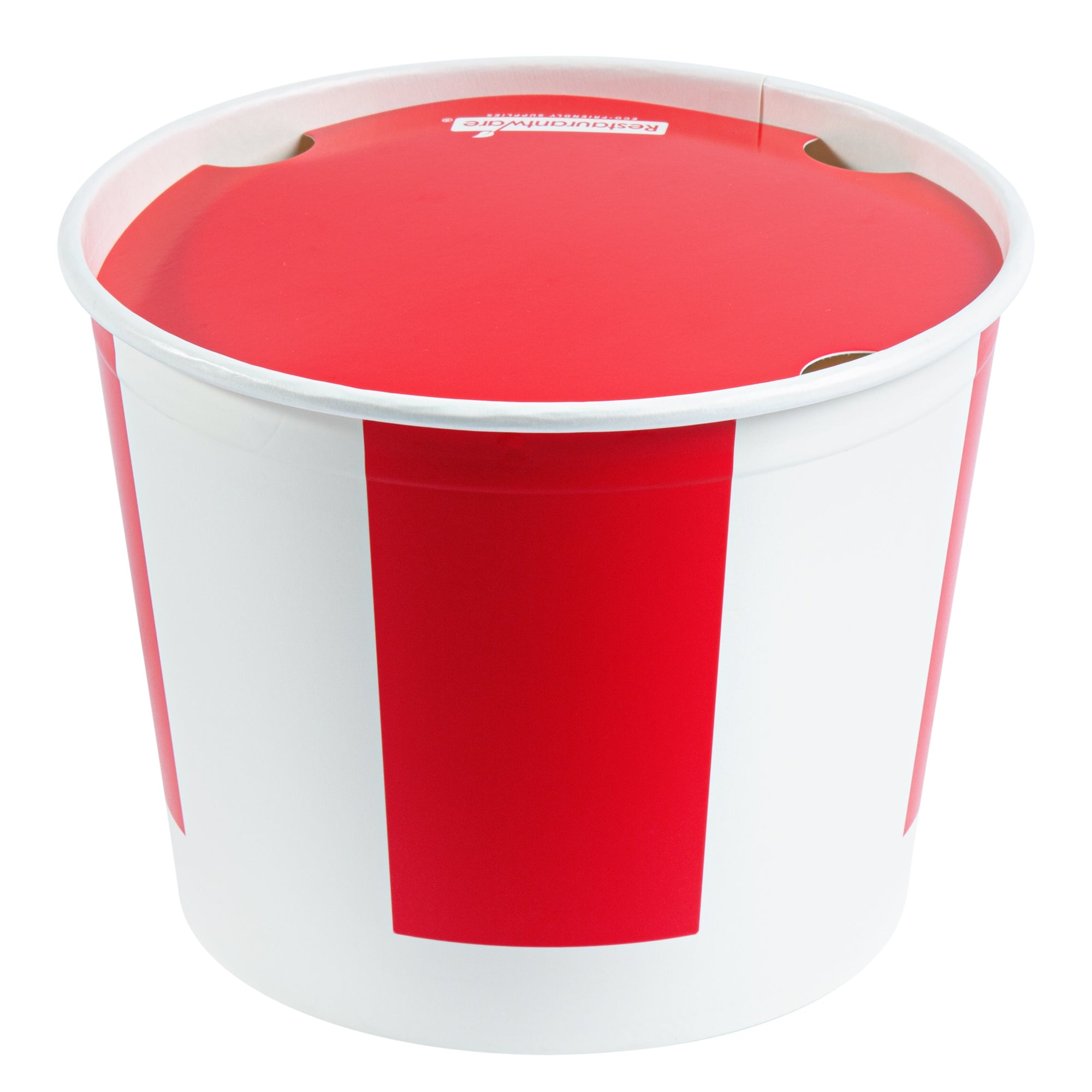 Bio Tek 85 oz Red and White Paper Chicken Bucket - with Lid - 100 count box