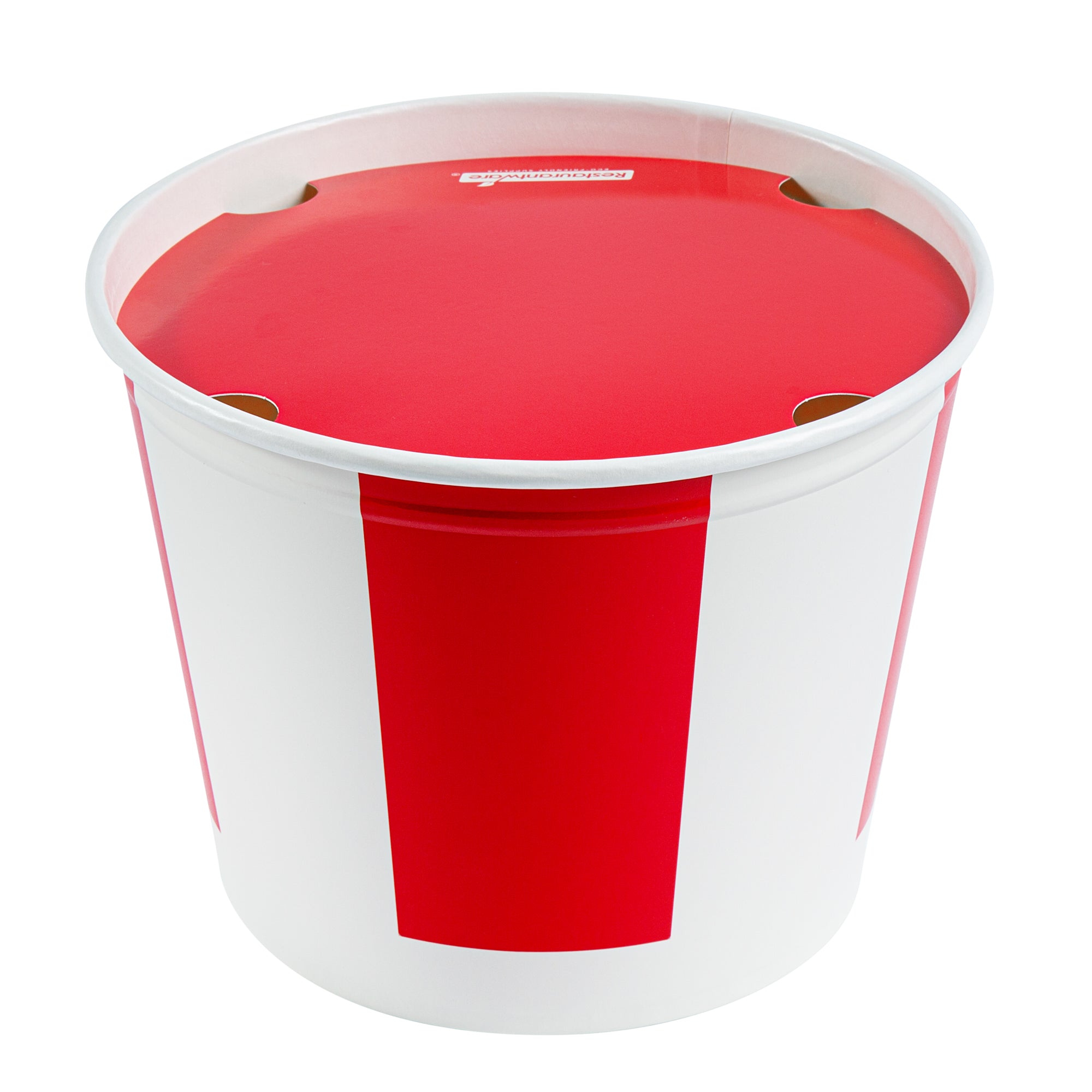 Bio Tek 150 oz Red and White Paper Chicken Bucket - with Lid - 100 count box