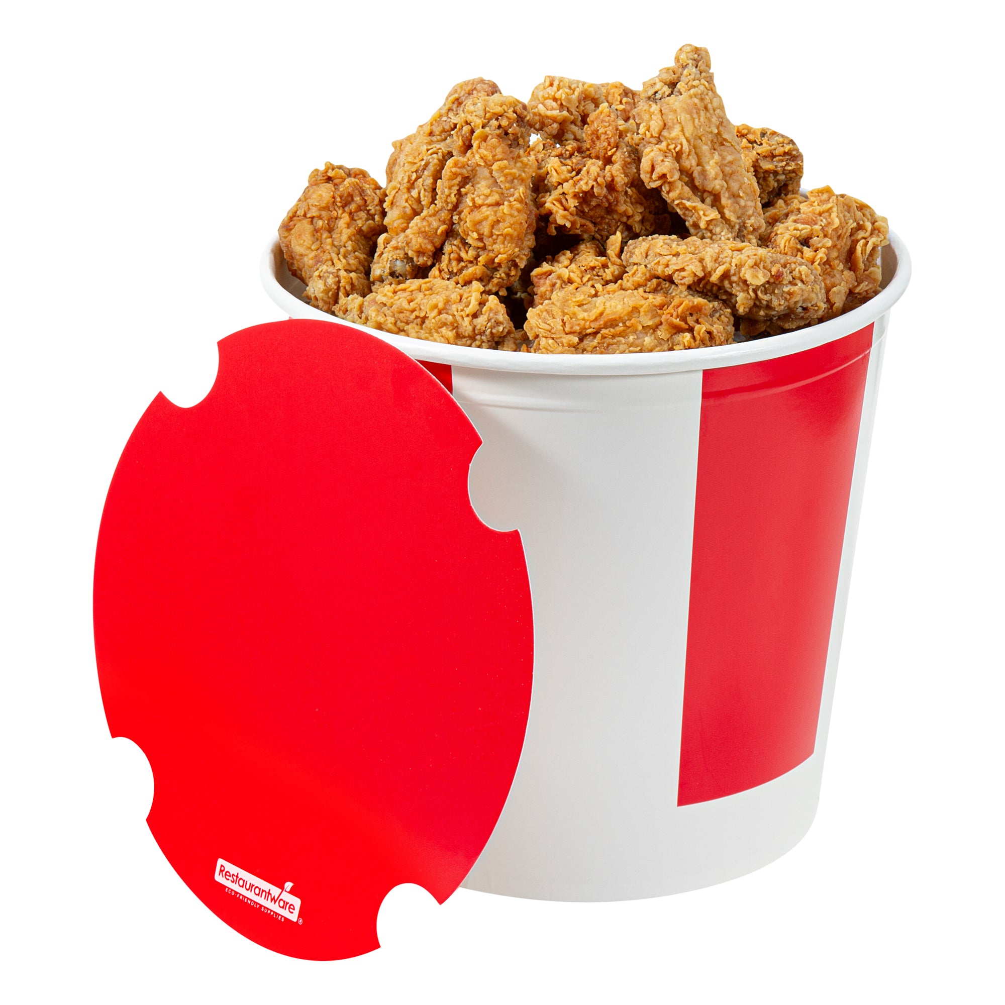 Bio Tek 170 oz Red and White Paper Chicken Bucket - with Lid - 100 count box