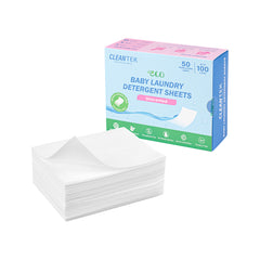 Clean Tek Professional Liquidless Baby Laundry Detergent Sheet - Unscented, Biodegradable, Hypoallergenic - 50 count box