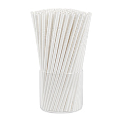 Basic Nature White Paper Bendable Straw - Unwrapped, Biodegradable, 6 mm - 7 3/4