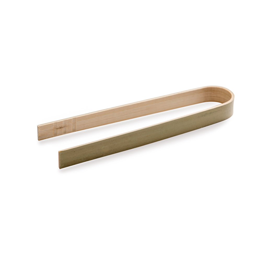 Natural Bamboo Small Tongs - 4" x 1 1/2" x 1/2" - 100 count box