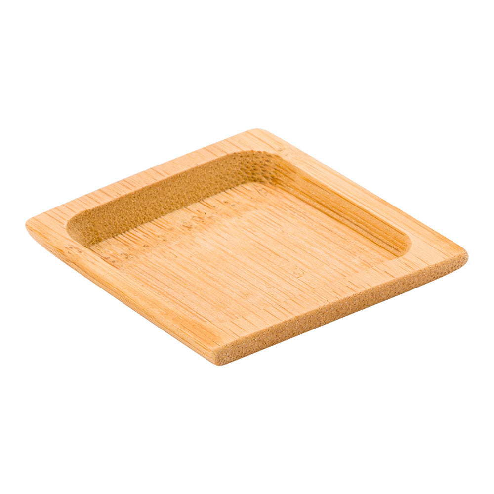 Square Natural Bamboo Carved Plate - 2 1/2" x 2 1/2" x 1/2" - 100 count box