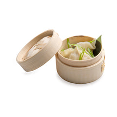 2 oz Round Natural Bamboo Mini Steamer - 3 1/4