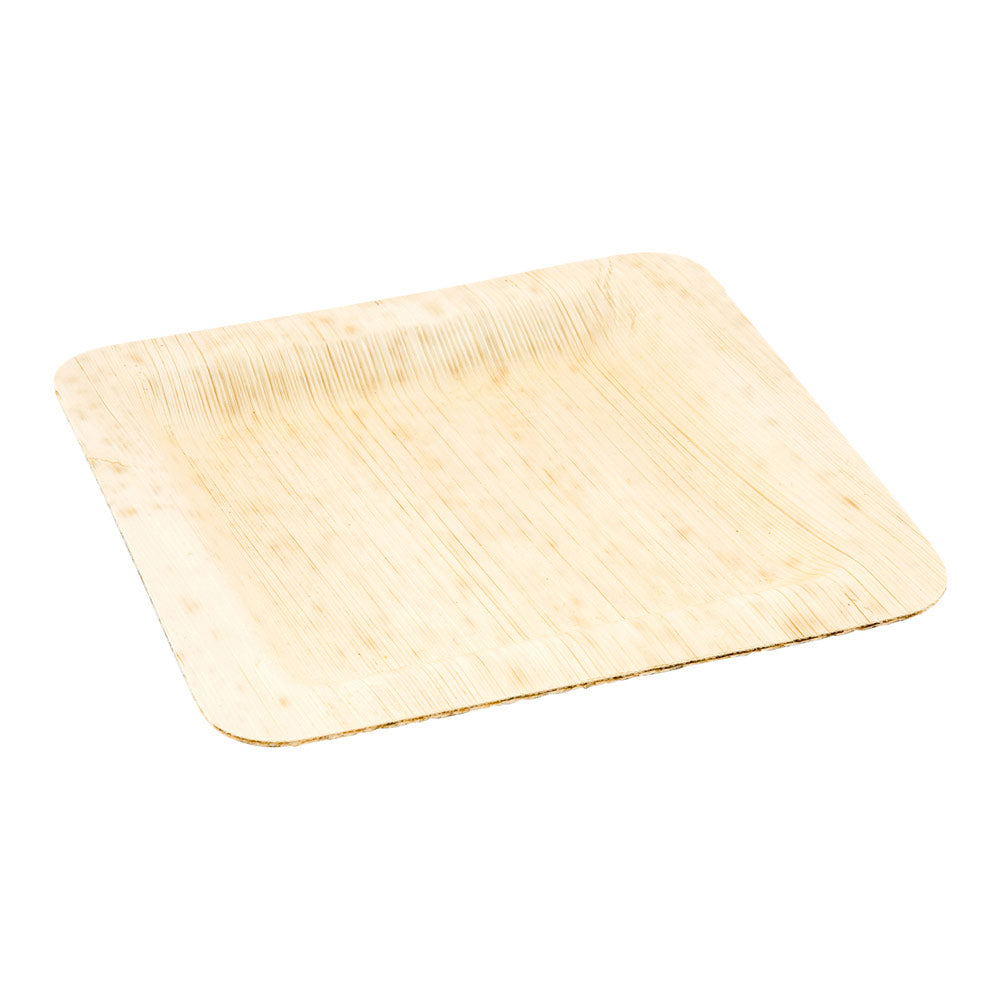 Square Natural Bamboo Medium Plate - 6" x 6" x 1/2" - 100 count box