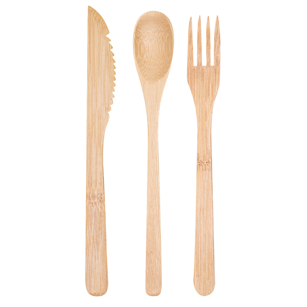 Natural Bamboo Cutlery Set - 8" x 1 1/2" x 1 1/4" - 100 count box