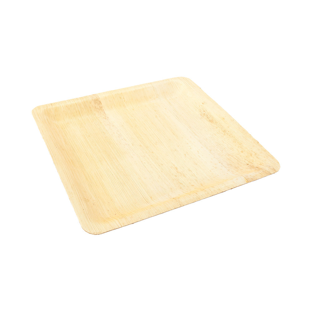 Square Natural Bamboo Leaf Dinner Plate - 9 3/4" x 1/2" x 9 3/4" - 50 count box