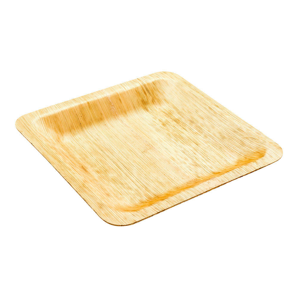 Square Natural Bamboo Leaf Large Plate - 8" x 8" x 1/2" - 50 count box