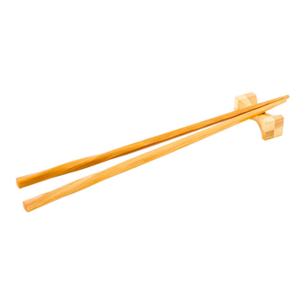 Natural Bamboo Chopstick Rest - Hourglass , Duo Color - 1 3/4" x 1/2" x 1/2" - 25 count box