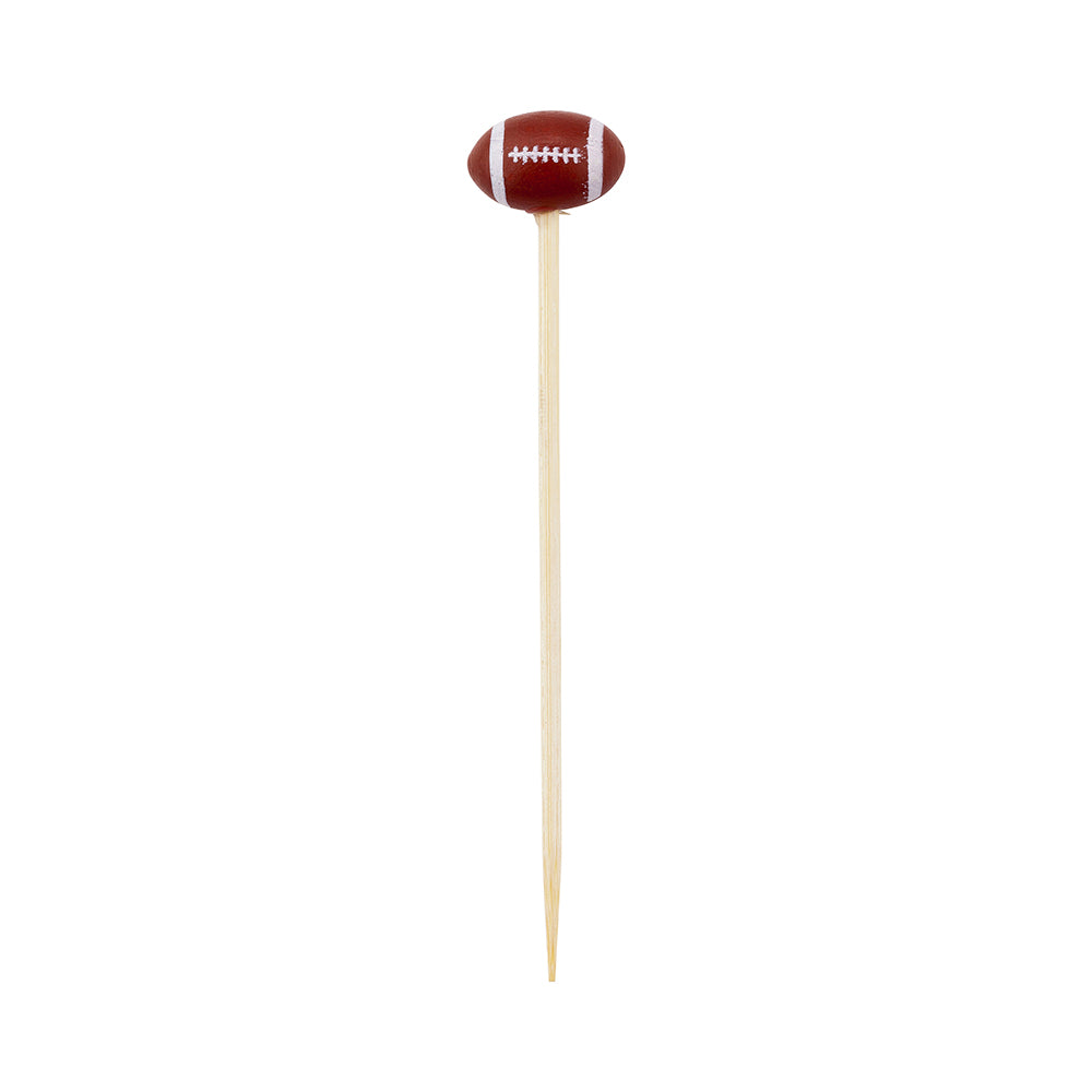 Brown and White Bamboo Football Skewer - Hand-Painted - 4" x 3/4" x 1/2" - 1000 count box