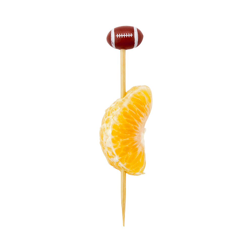 Brown and White Bamboo Football Skewer - Hand-Painted - 4" x 3/4" x 1/2" - 1000 count box