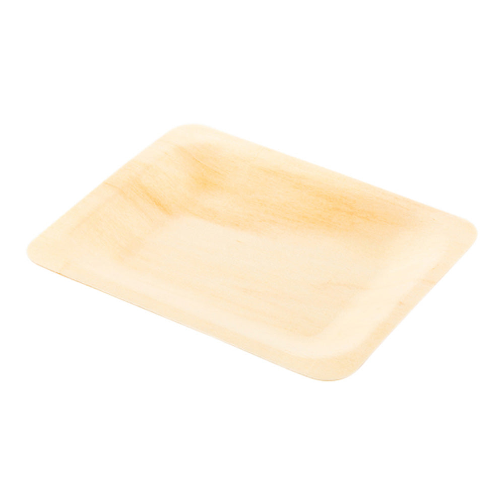 Rectangle Natural Wood Plate - 4 3/4" x 3 1/2" x 1/2" - 200 count box