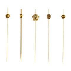 Gold Bamboo Luxury Metal Beaded Pick - 4