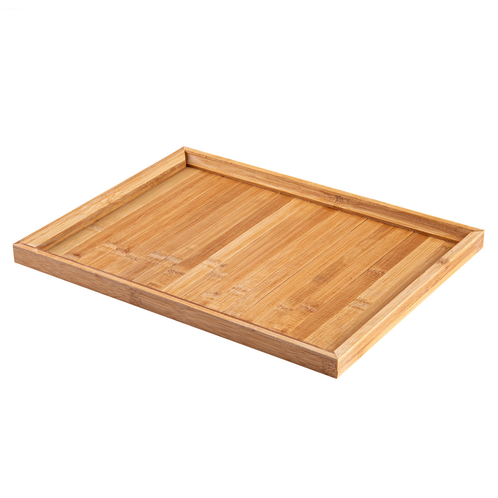 Rectangle Natural Bamboo Tray - Slatted - 14 1/2" x 10 1/2" x 1" - 1 count box